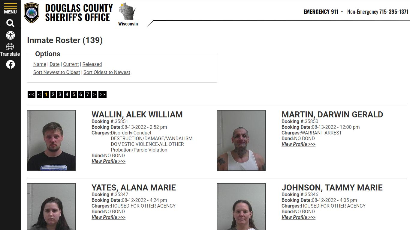 Inmate Roster - Douglas County Sheriff WI