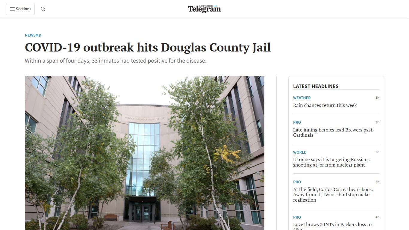 COVID-19 outbreak hits Douglas County Jail | Superior Telegram